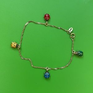 [Vintage] Milor Italy 18K Yellow Gold Lady Bug Station Bracelet